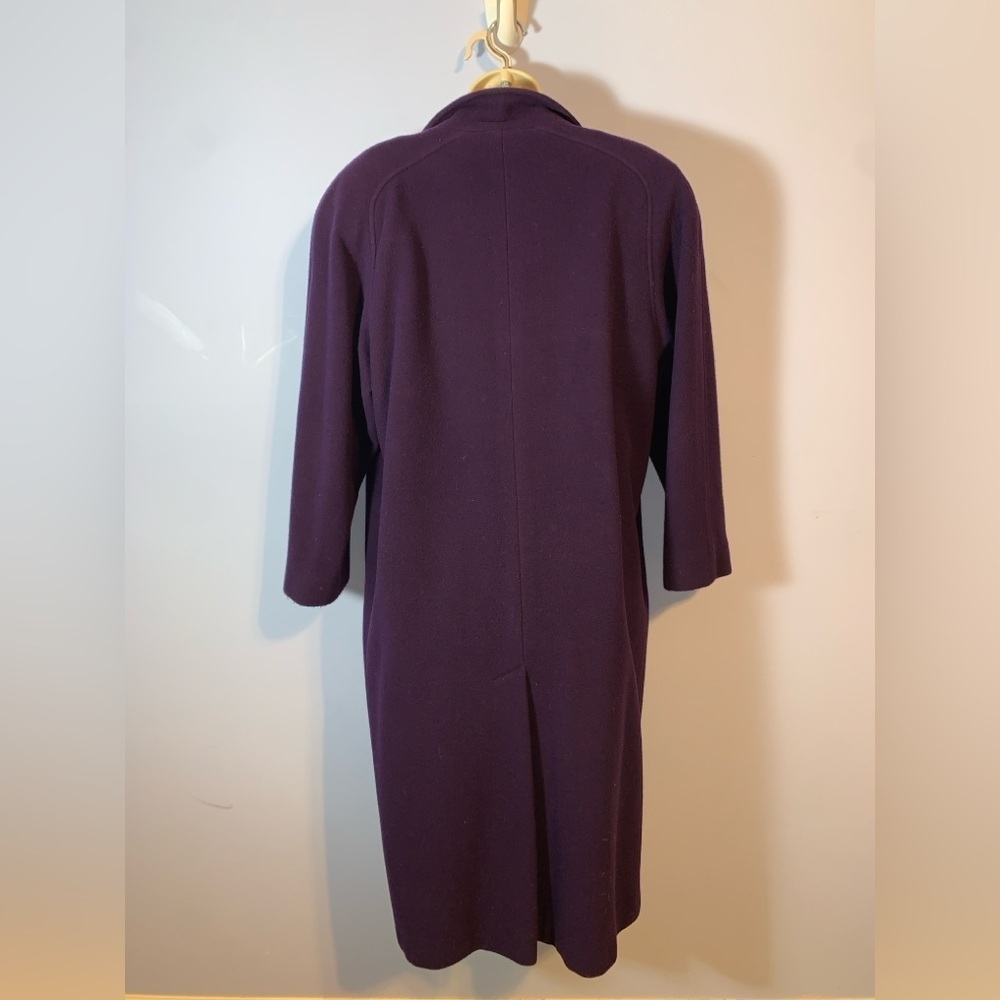 Vintage long Women's Purple Double-Breasted wool pea Coat long funnel neck  2x - Picture 3 of 7